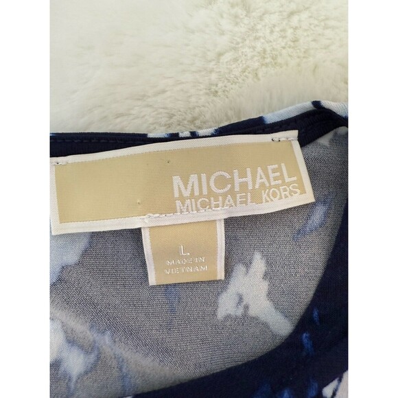 MICHAEL KORS Blue Floral Ruffle Polyester Dress Womens L - Picture 9 of 10